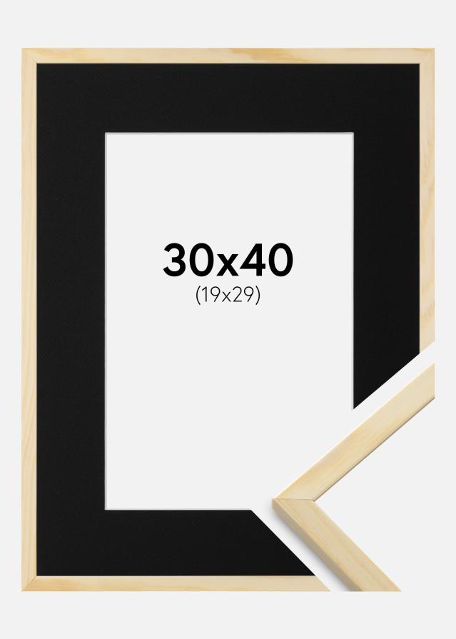 Ram med passepartou Frame Galant Pine 30x40 cm - Picture Mount Black 20x30 cm