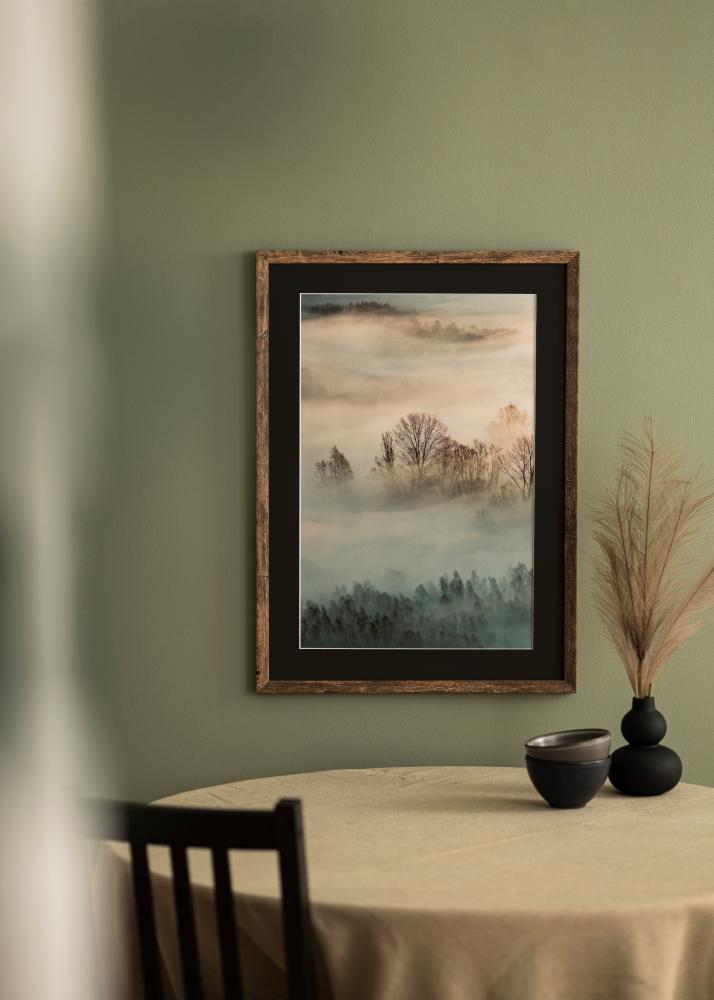 Ram med passepartou Frame Fiorito Washed Oak 60x80 cm - Picture Mount Black 50x70 cm