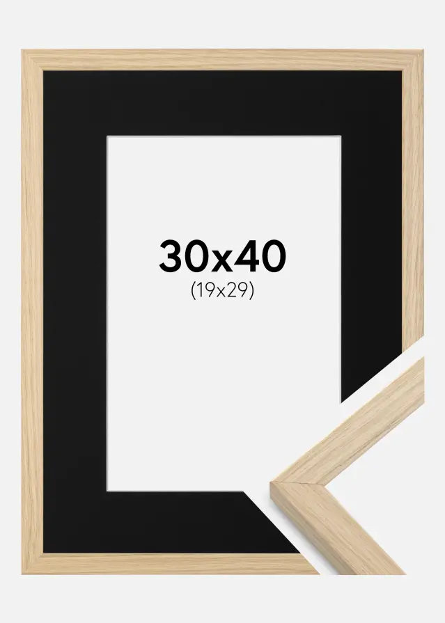 Ram med passepartou Frame Grimsåker Oak 30x40 cm - Picture Mount Black 20x30 cm