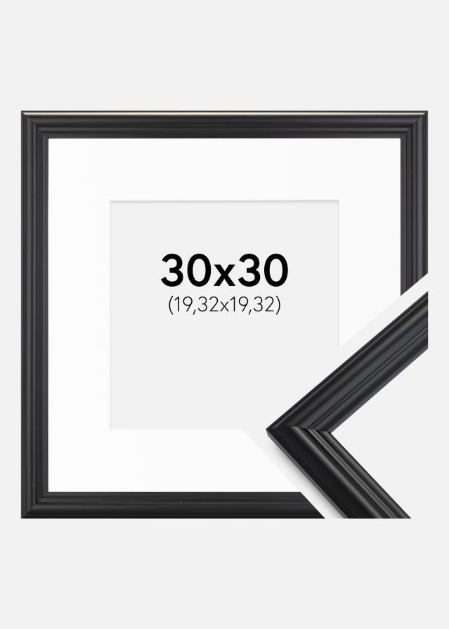 Ram med passepartou Frame Siljan Black 30x30 cm - Picture Mount White 8x8 inches