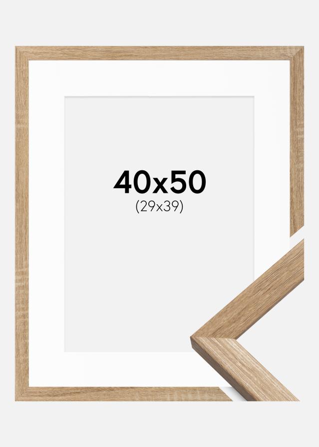 Ram med passepartou Frame Fiorito Light Oak 40x50 cm - Picture Mount White 30x40 cm