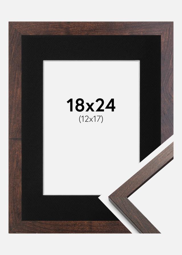 Ram med passepartou Frame Trendy Walnut 18x24 cm - Picture Mount Black 13x18 cm