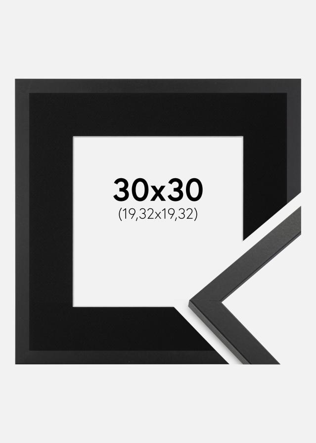 Ram med passepartou Frame Trendy Black 30x30 cm - Picture Mount Black 8x8 inches