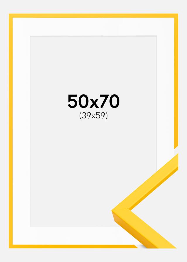 Ram med passepartou Frame E-Line Yellow 50x70 cm - Picture Mount White 40x60 cm