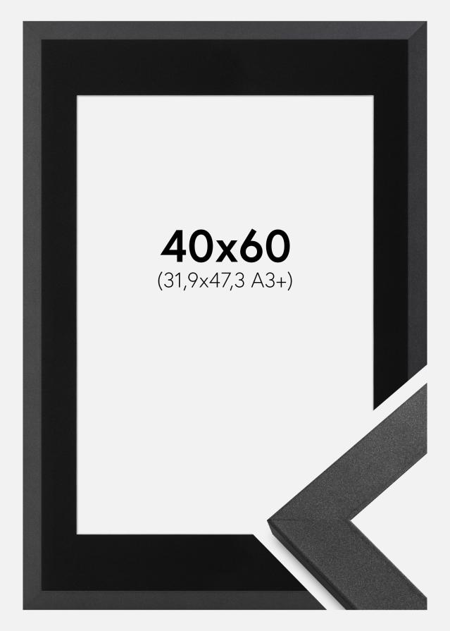 Ram med passepartou Frame Graphite Wood 40x60 cm - Picture Mount Black 32.9x48.3 cm (A3+)