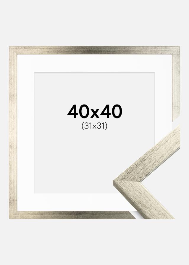 Ram med passepartou Frame Stilren Silver 40x40 cm - Picture Mount White 32x32 cm