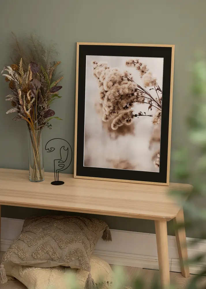 Ram med passepartou Frame Galant Oak 40x40 cm - Picture Mount Black 10x10 inches