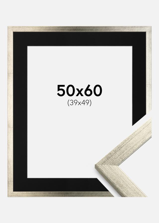 Ram med passepartou Frame Stilren Silver 50x60 cm - Picture Mount Black 40x50 cm