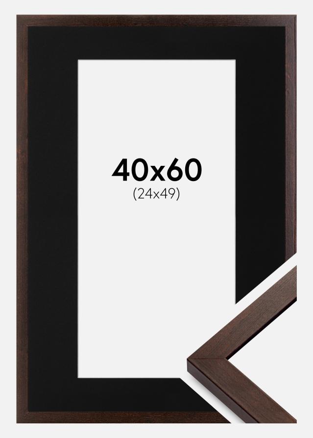 Ram med passepartou Frame Selection Walnut 40x60 cm - Picture Mount Black 25x50 cm