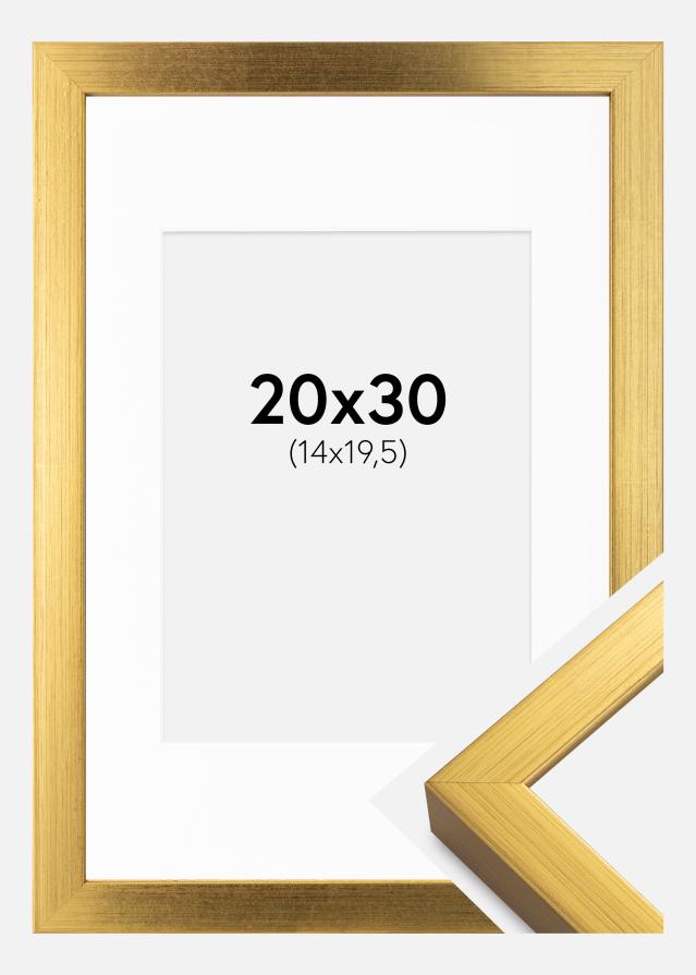 Ram med passepartou Frame Falun Gold 20x30 cm - Picture Mount White 15x21 cm (A5)