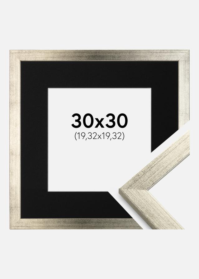 Ram med passepartou Frame Stilren Silver 30x30 cm - Picture Mount Black 8x8 inches