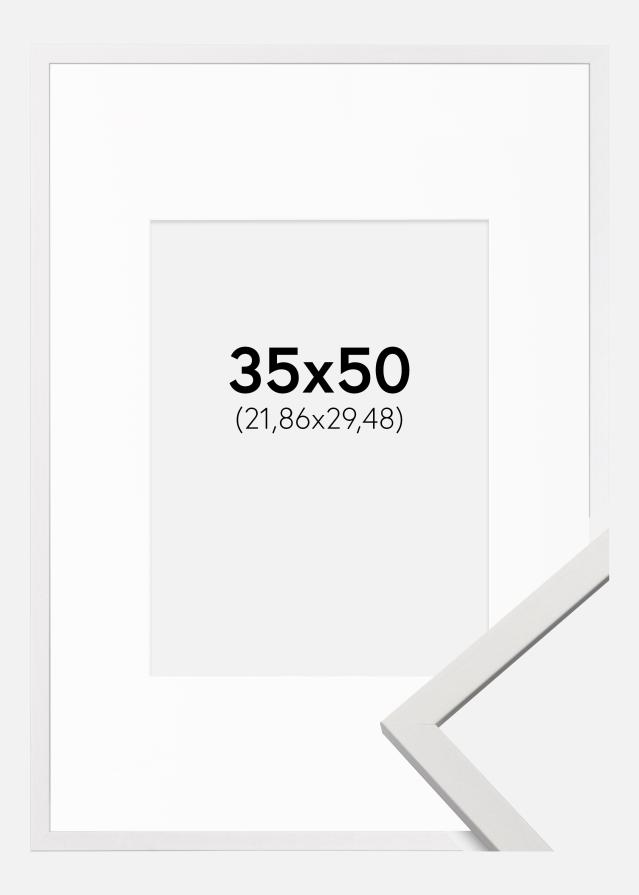 Ram med passepartou Frame Edsbyn White 35x50 cm - Picture Mount White 9x12 inches