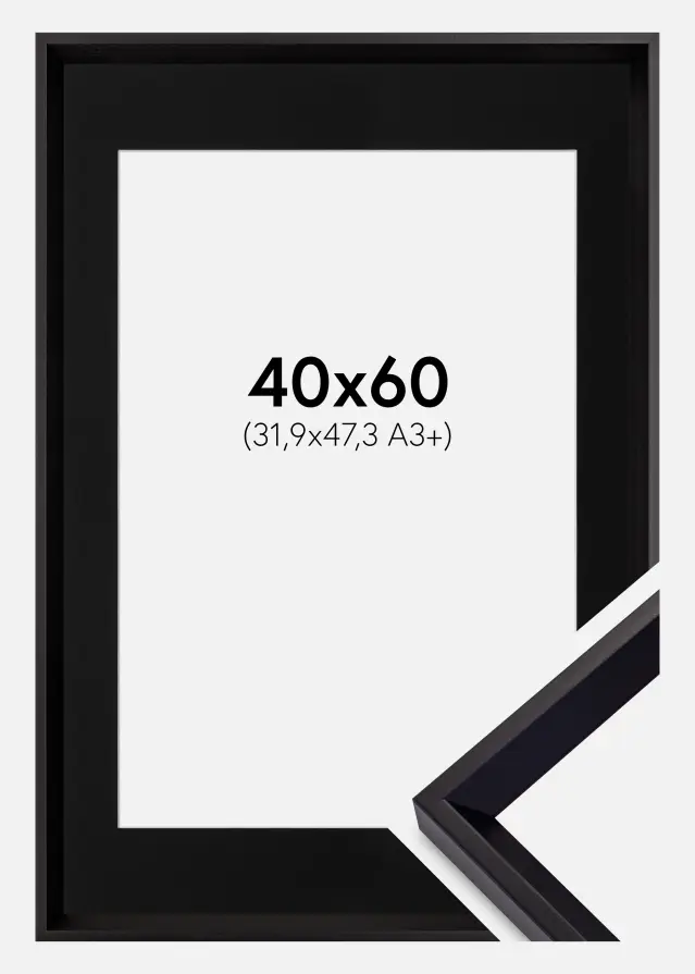 Ram med passepartou Frame Globe Black 40x60 cm - Picture Mount Black 32.9x48.3 cm