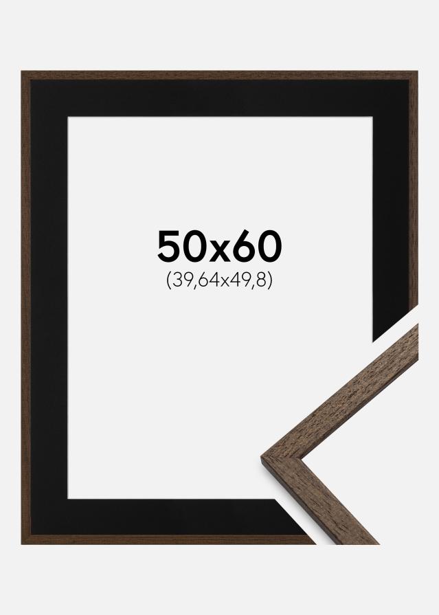 Ram med passepartou Frame Edsbyn Walnut 50x60 cm - Picture Mount Black 16x20 inches