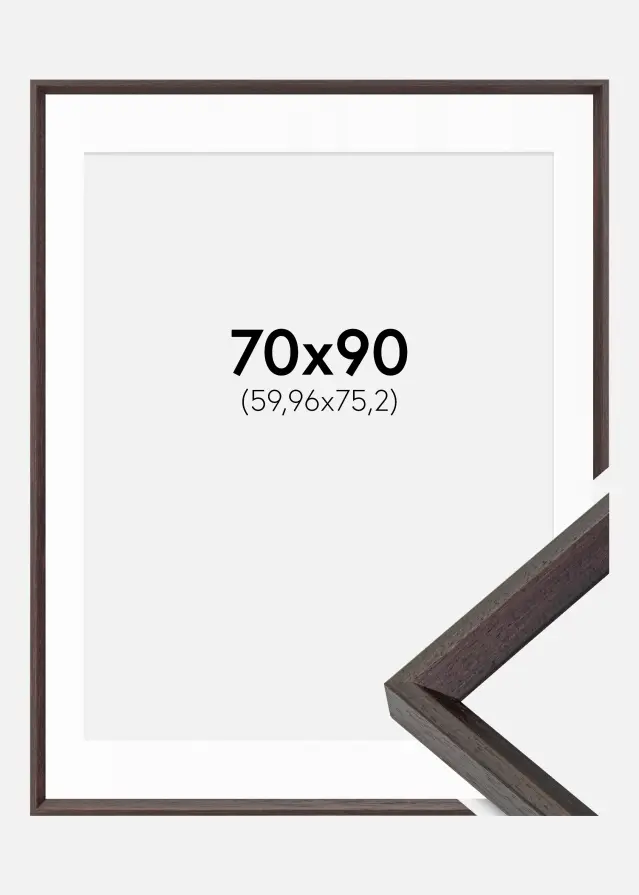 Ram med passepartou Frame Globe Espresso 70x90 cm - Picture Mount White 24x30 inches