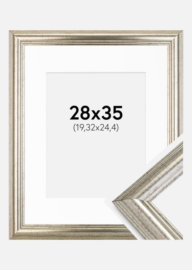 Ram med passepartou Frame Västkusten Silver 28x35 cm - Picture Mount White 8x10 inches