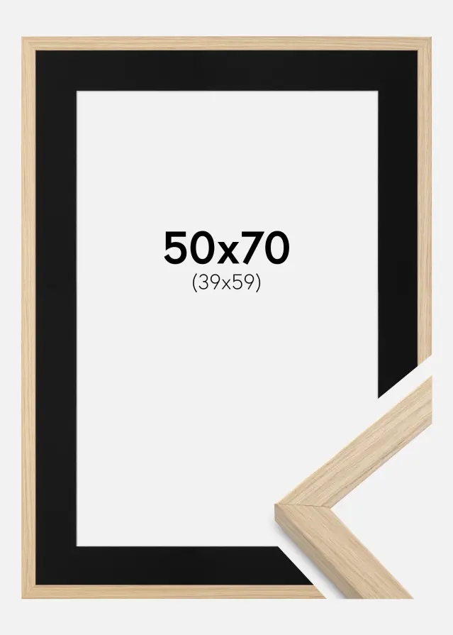 Ram med passepartou Frame Grimsåker Oak 50x70 cm - Picture Mount Black 40x60 cm