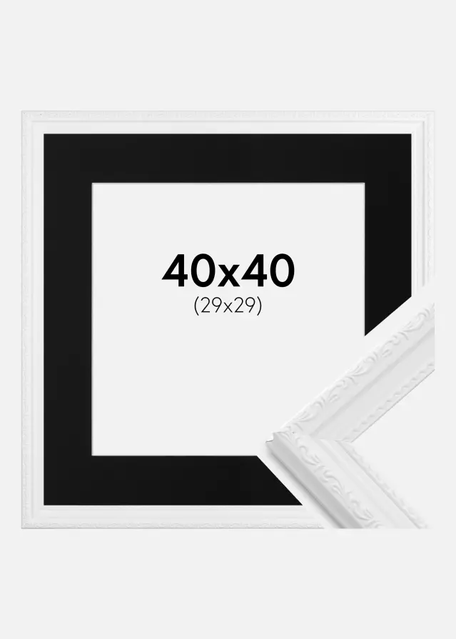 Ram med passepartou Frame Abisko White 40x40 cm - Picture Mount Black 30x30 cm