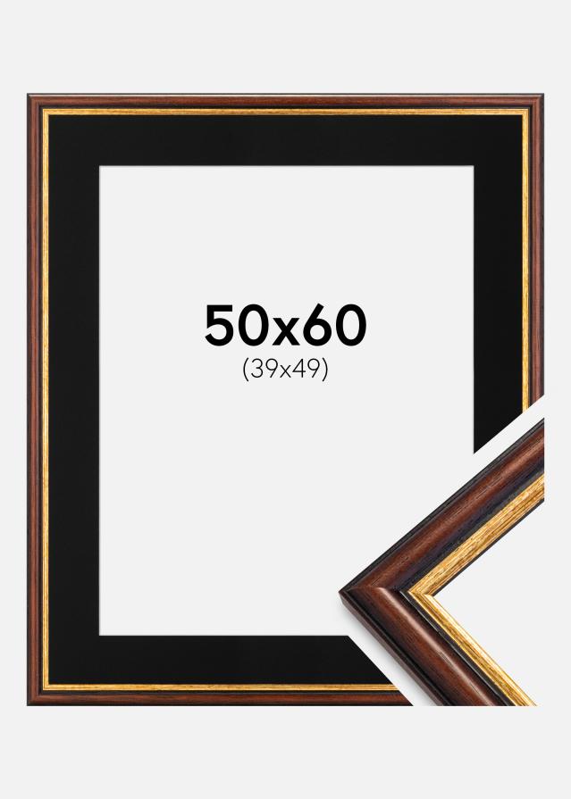 Ram med passepartou Frame Siljan Brown 50x60 cm - Picture Mount Black 40x50 cm