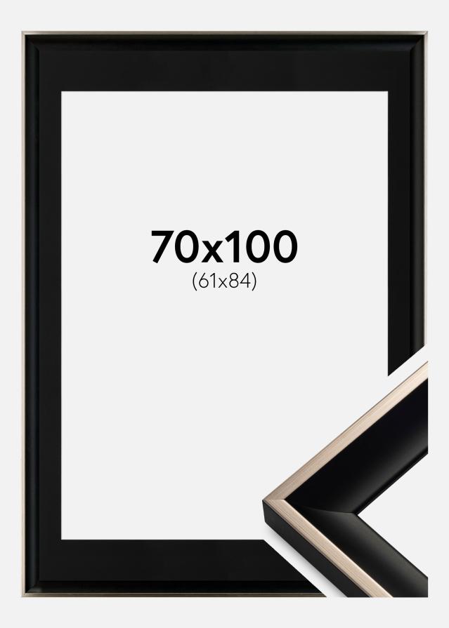 Ram med passepartou Frame Öjaren Black-Silver 70x100 cm - Picture Mount Black 62x85 cm