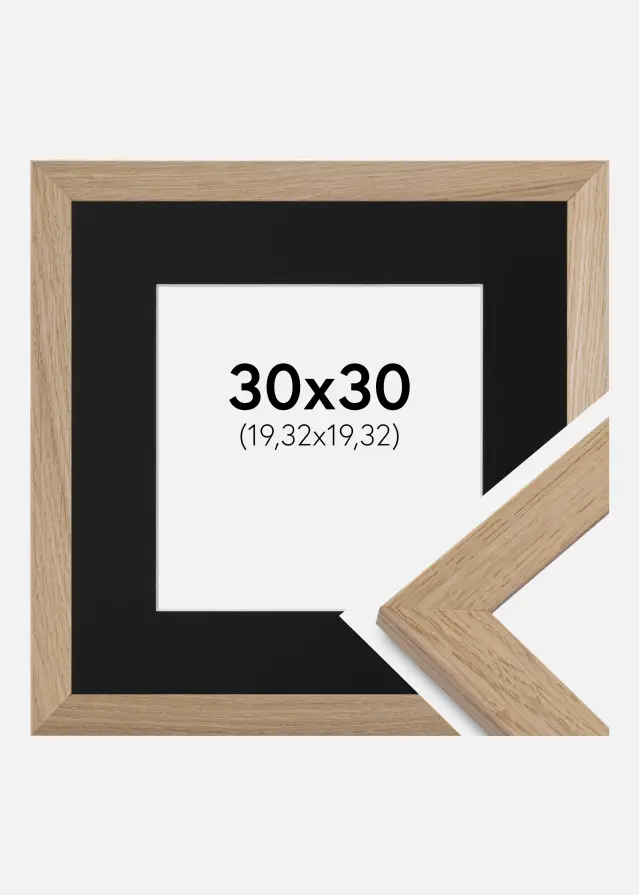 Ram med passepartou Frame Trendline Oak 30x30 cm - Picture Mount Black 8x8 inches