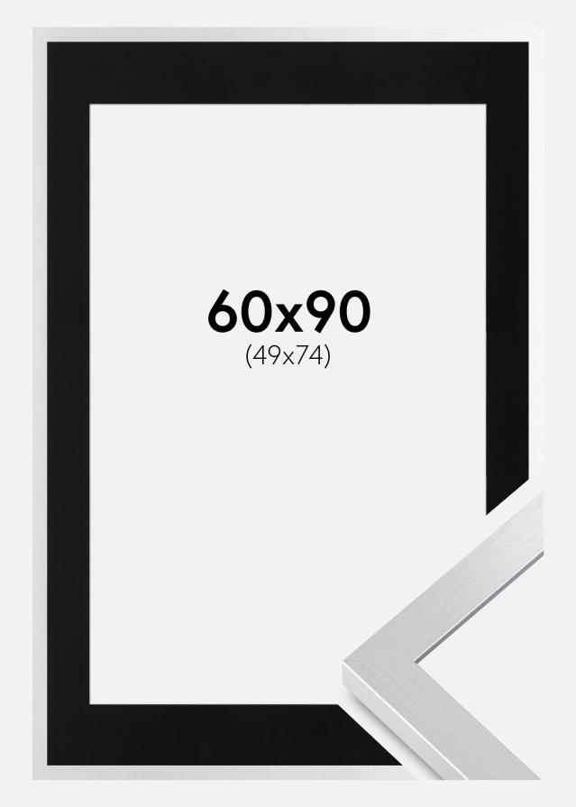 Ram med passepartou Frame Selection Silver 60x90 cm - Picture Mount Black 50x75 cm