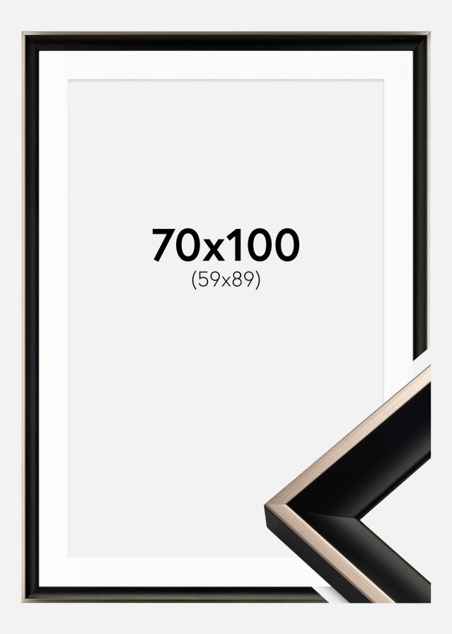 Ram med passepartou Frame Öjaren Black-Silver 70x100 cm - Picture Mount White 60x90 cm