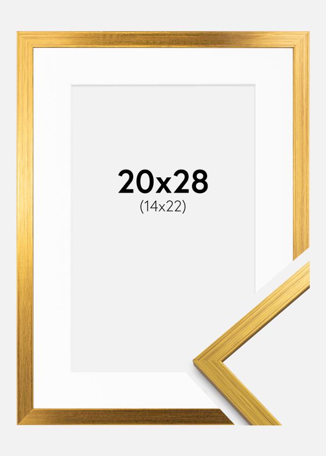 Ram med passepartou Frame Edsbyn Gold 20x28 cm - Picture Mount White 15x23 cm