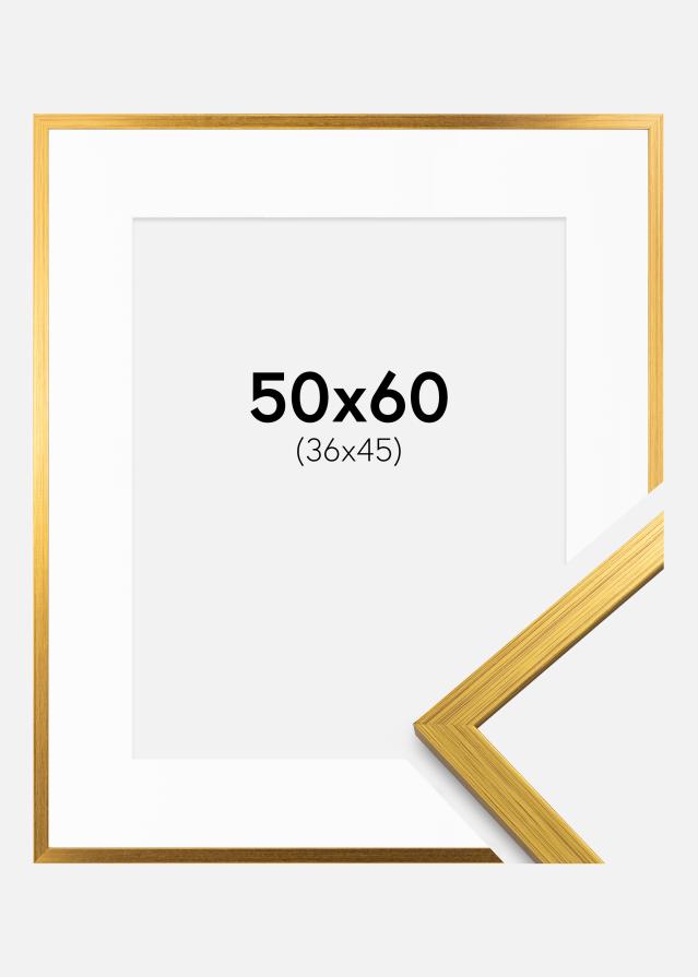 Ram med passepartou Frame Edsbyn Gold 50x60 cm - Picture Mount White 37x46 cm
