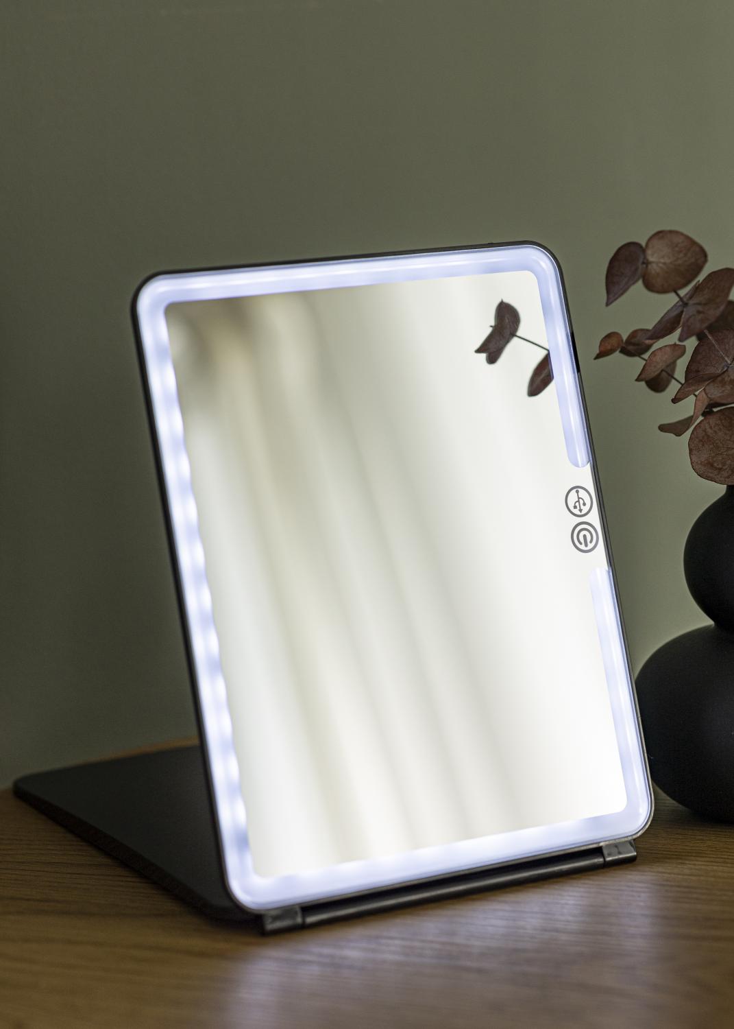 Product Image for KAILA Makeup Mirror Travel LED Rechargeable Black 19x25 cm