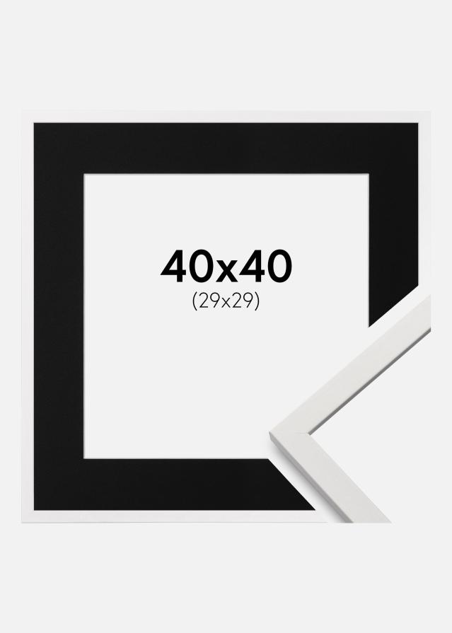 Ram med passepartou Frame Edsbyn White 40x40 cm - Picture Mount Black 30x30 cm