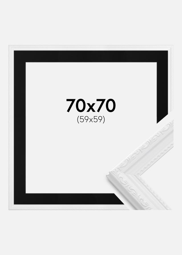 Ram med passepartou Frame Abisko White 70x70 cm - Picture Mount Black 60x60 cm