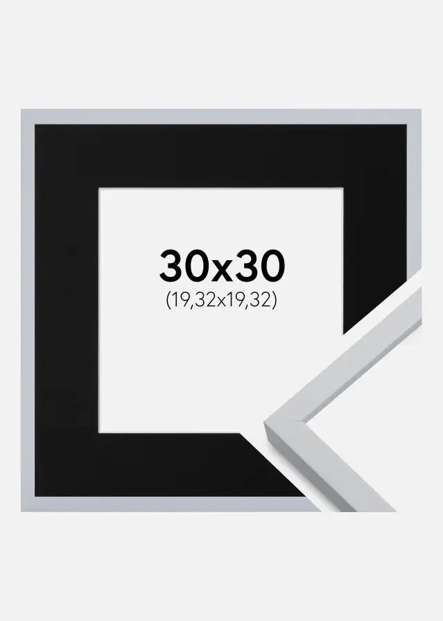 Ram med passepartou Frame Oslo White 30x30 cm - Picture Mount Black 8x8 inches