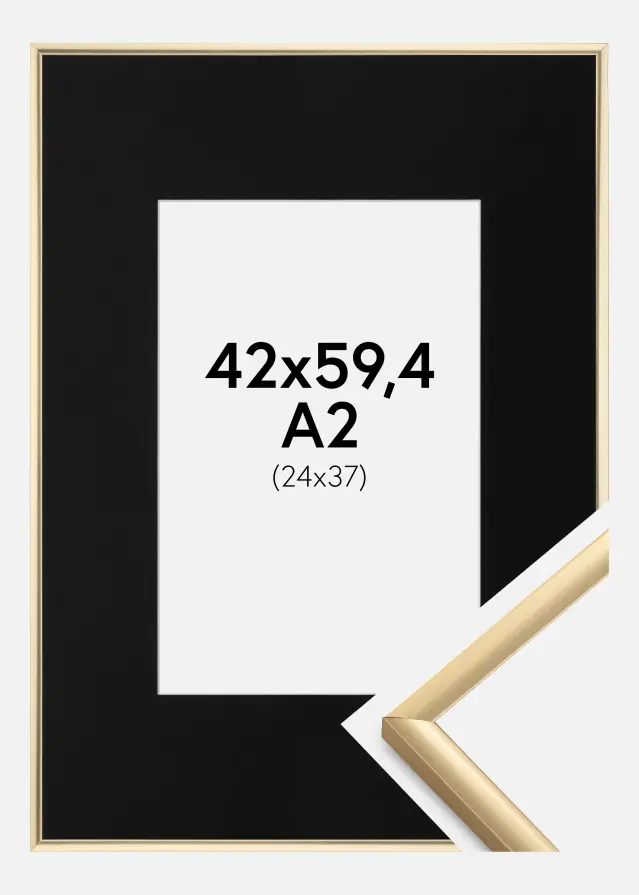 Ram med passepartou Frame New Lifestyle Gold 42x59.4 cm (A2) - Picture Mount Black 25x38 cm