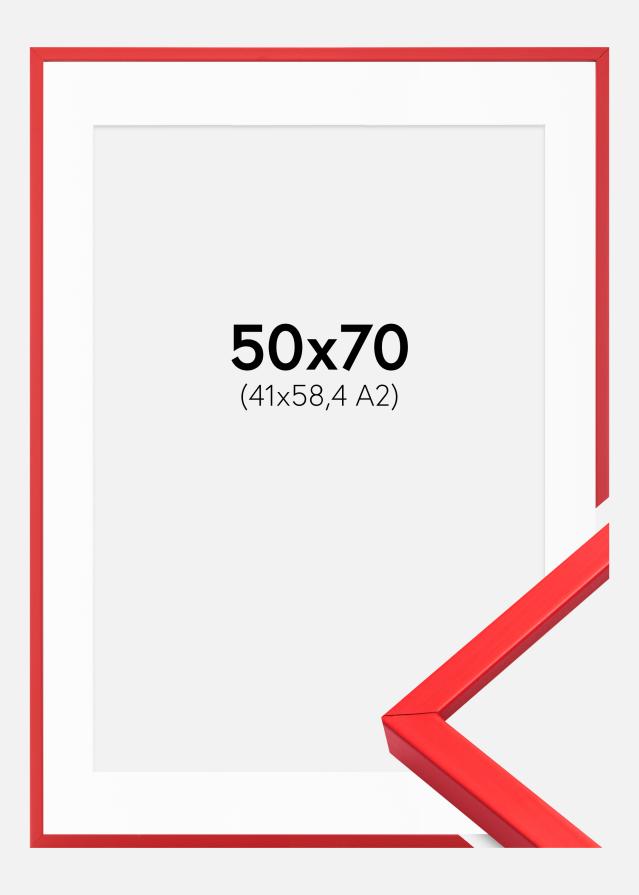 Ram med passepartou Frame E-Line Red 50x70 cm - Picture Mount White 42x59,4 cm (A2)