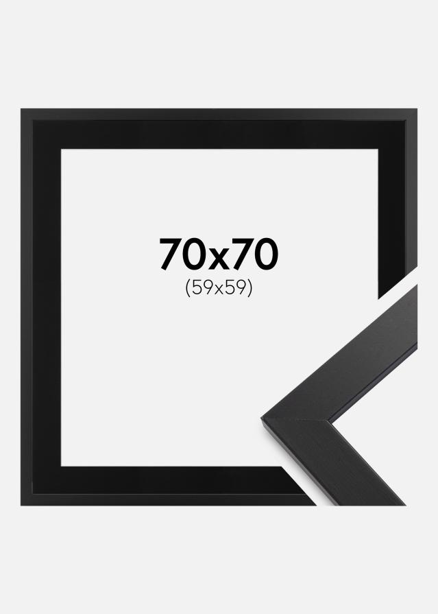 Ram med passepartou Frame Black Wood 70x70 cm - Picture Mount Black 60x60 cm