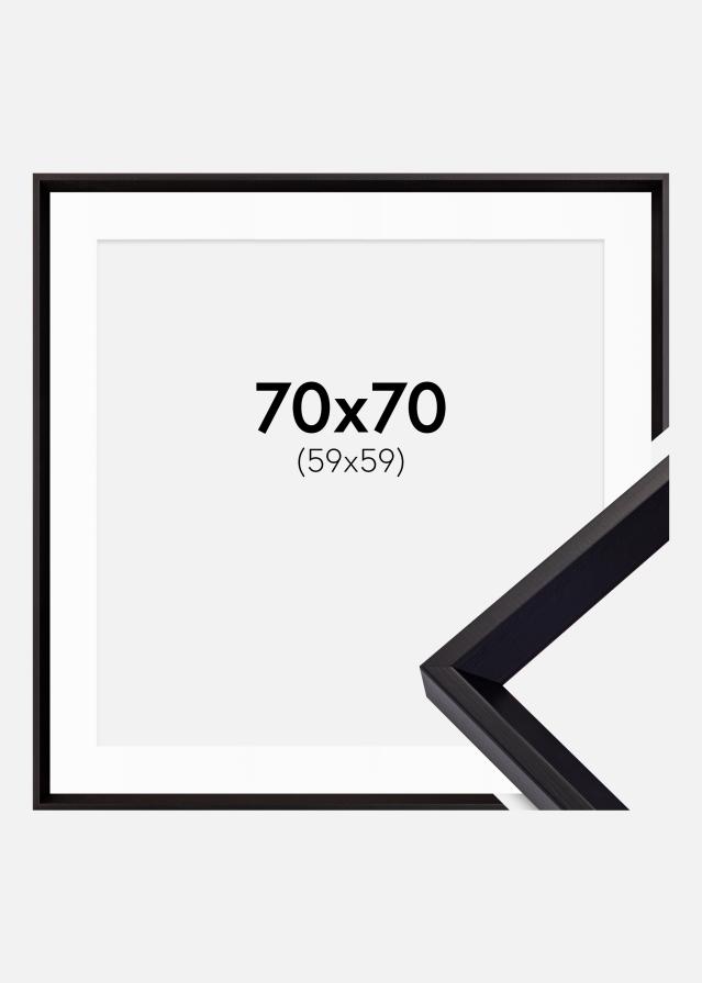 Ram med passepartou Frame Globe Black 70x70 cm - Picture Mount White 60x60 cm