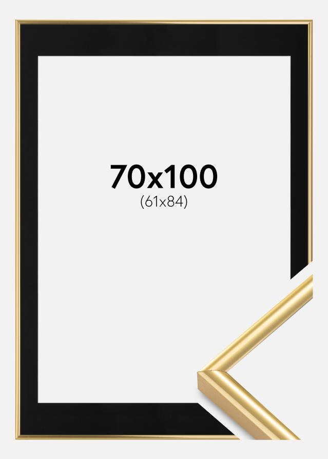 Ram med passepartou Frame Victoria Gold 70x100 cm - Picture Mount Black 62x85 cm
