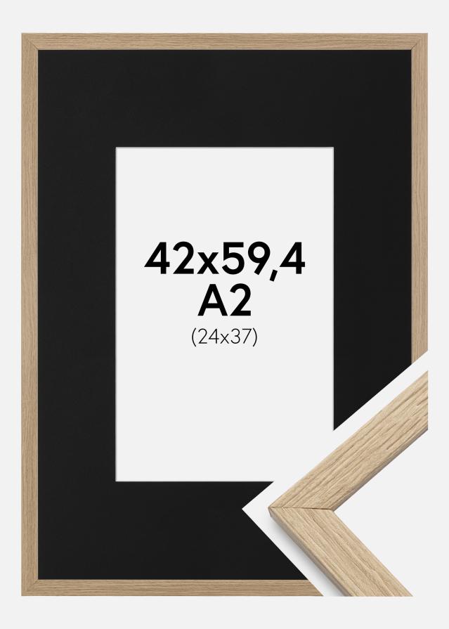 Ram med passepartou Frame Stilren Oak 42x59.4 cm - Picture Mount Black 25x38 cm