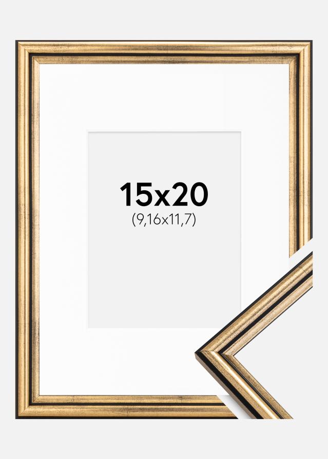 Ram med passepartou Frame Horndal Gold 15x20 cm - Picture Mount White 4x5 inches