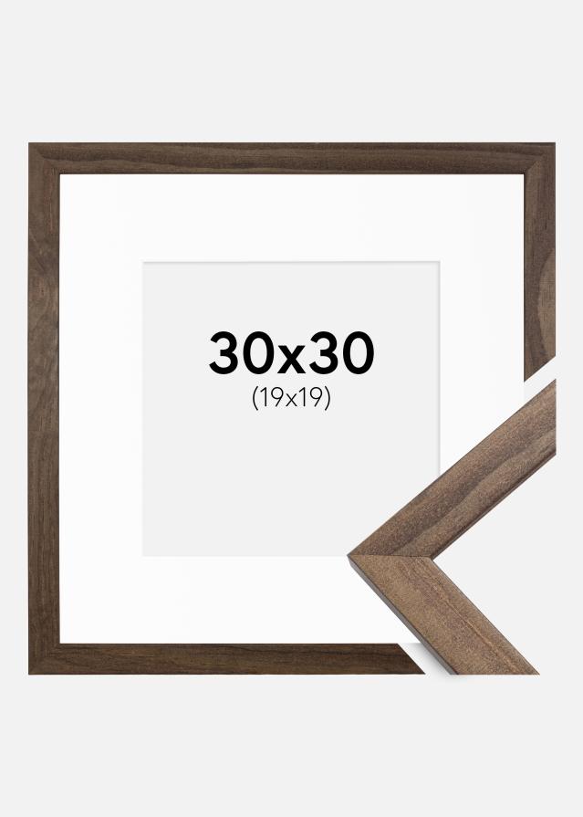 Ram med passepartou Frame Stilren Walnut 30x30 cm - Picture Mount White 20x20 cm