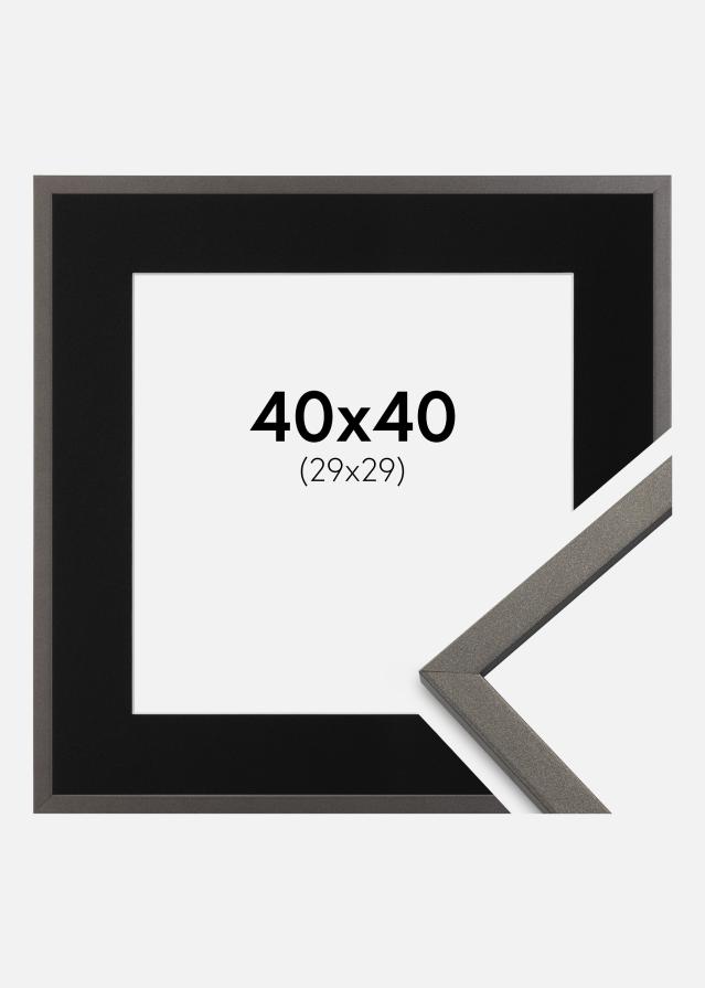 Ram med passepartou Frame Edsbyn Graphite 40x40 cm - Picture Mount Black 30x30 cm