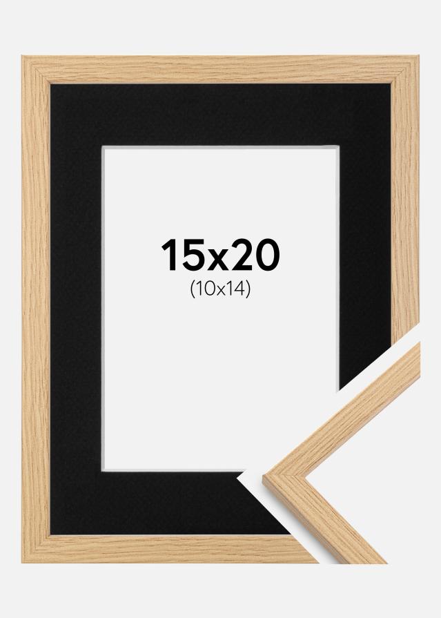 Ram med passepartou Frame Galant Oak 15x20 cm - Picture Mount Black 11x15 cm