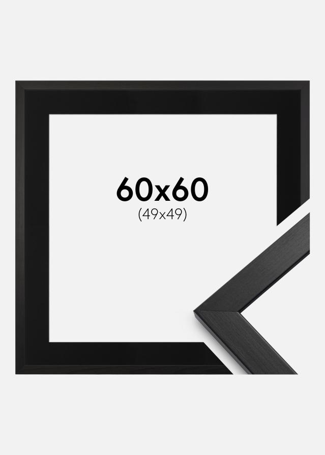 Ram med passepartou Frame Stilren Black 60x60 cm - Picture Mount Black 50x50 cm