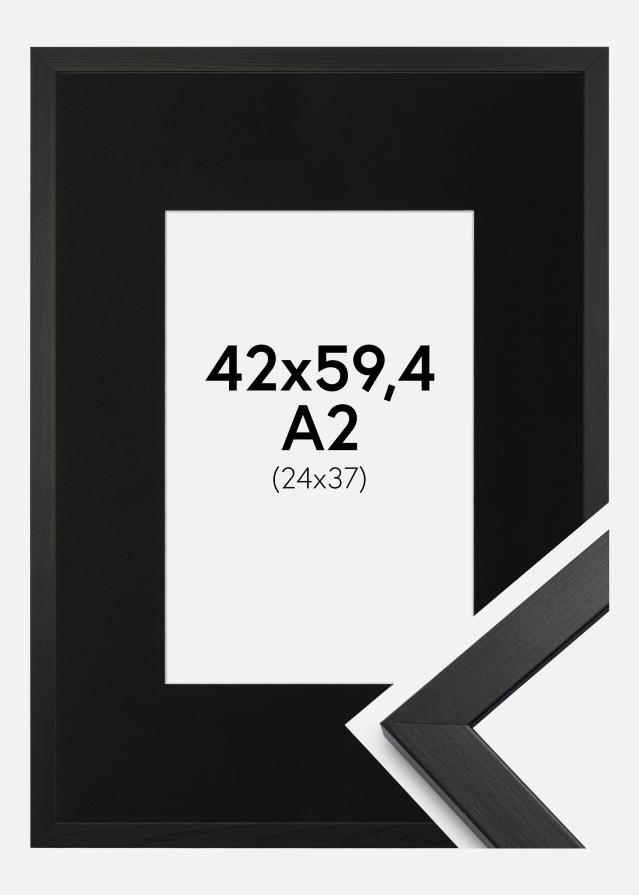 Ram med passepartou Frame Stilren Black 42x59.4 cm - Picture Mount Black 25x38 cm