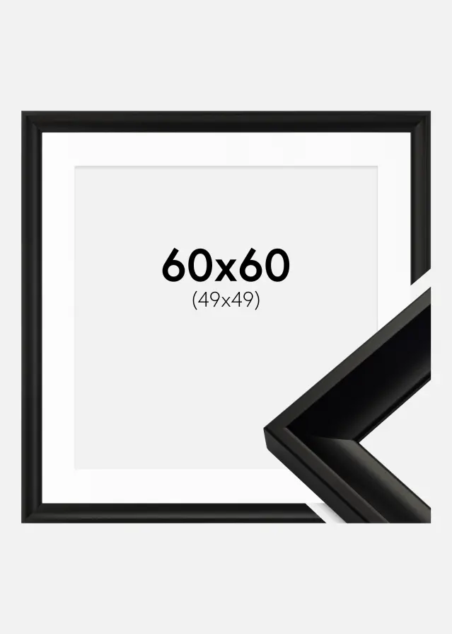 Ram med passepartou Frame Öjaren Black 60x60 cm - Picture Mount White 50x50 cm