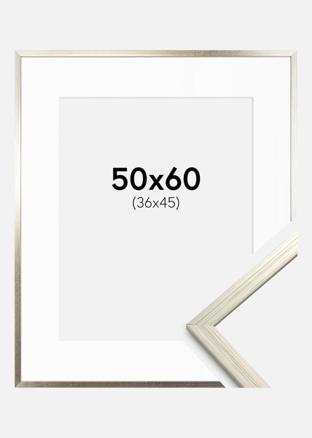 Ram med passepartou Frame Edsbyn Silver 50x60 cm - Picture Mount White 37x46 cm