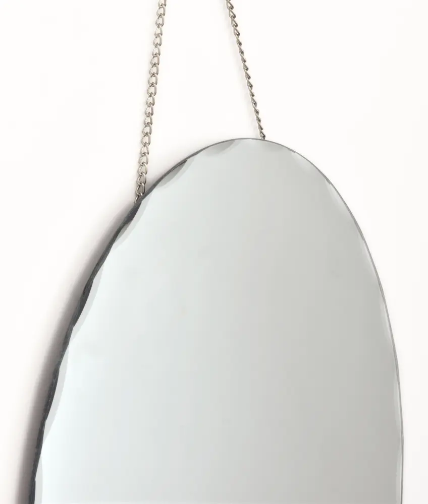 Innova Editions Mirror Round Vintage Bevelled Edge with Chain Hanger 40 cm ø