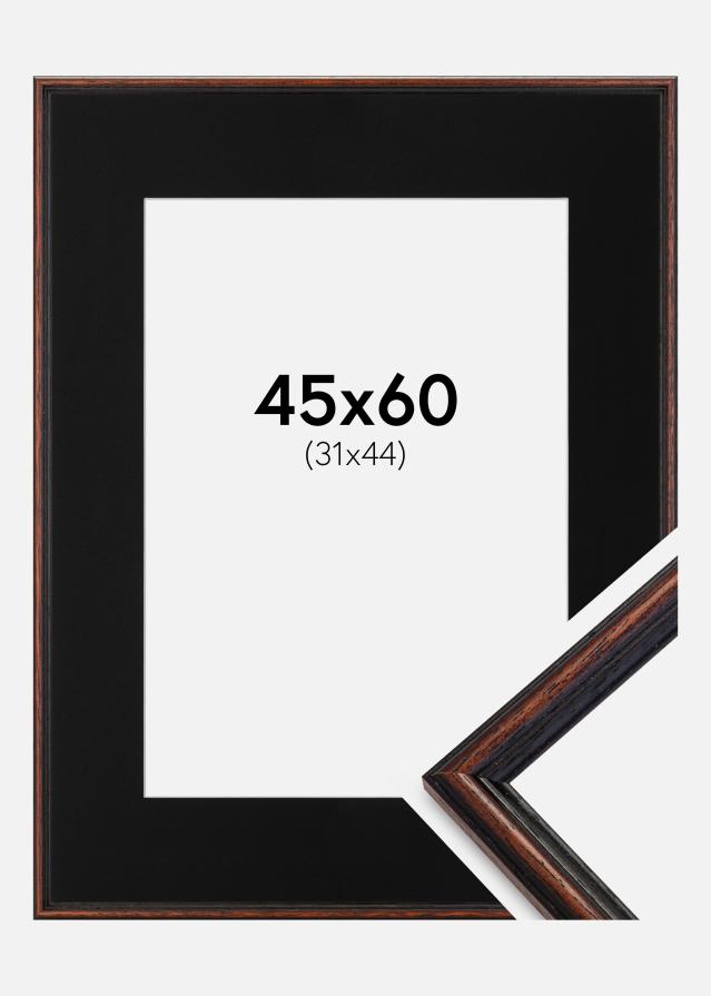 Ram med passepartou Frame Horndal Walnut 45x60 cm - Picture Mount Black 32x45 cm