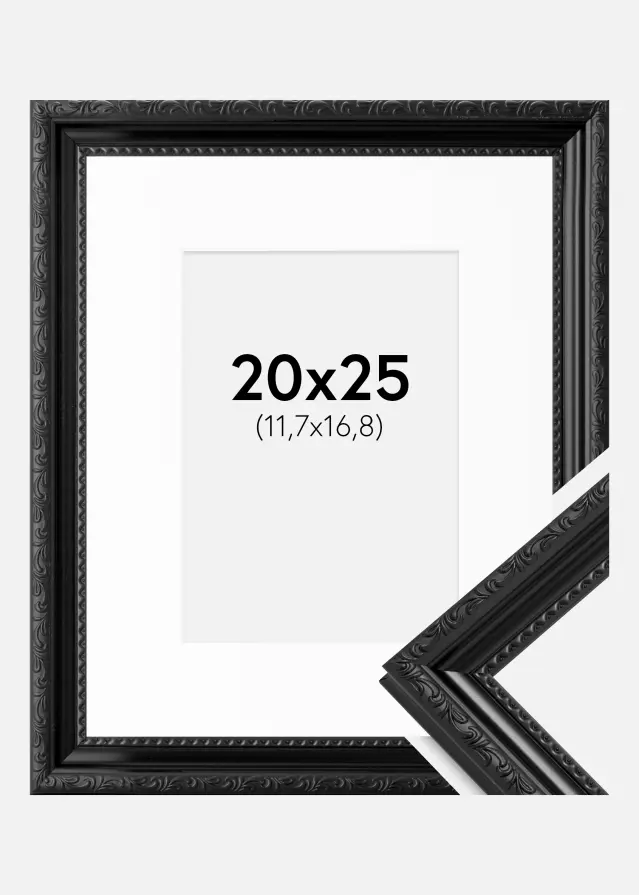 Ram med passepartou Frame Abisko Black 20x25 cm - Picture Mount White 5x7 inches